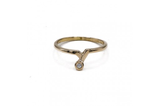 Ring mit Diamant Brillant Solitär 0,03 ct in 8 kt 333 Gold Diamond Damen Gr. 57