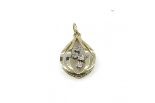 Anhänger mit Brillant Diamanten 0,12 ct in 585 14 kt Gold Pendant für Kette