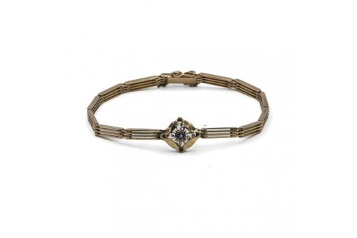 Armband mit Safir Saphir in 8 Kt. 333 Gold 17,5 cm antik bracelet