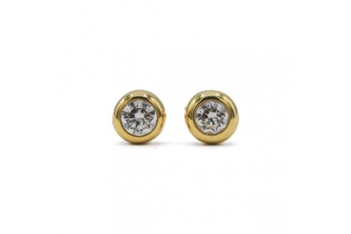 1 Paar Ohrringe Ohrstecker mit Brillanten Diamanten 0,20 ct. in 18 Kt. 750 Gold 