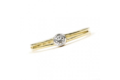 Ring mit Brillantsolitär Diamant 0,10 ct. in 14 Kt. 585 Gold Finger 55 top!