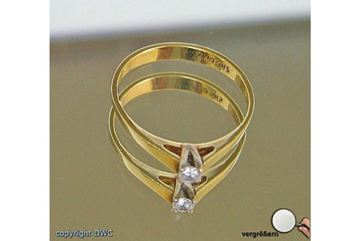 Ring mit Brillanten Brillant Diamant Diamanten in Gold 14 Kt 585 er 54 