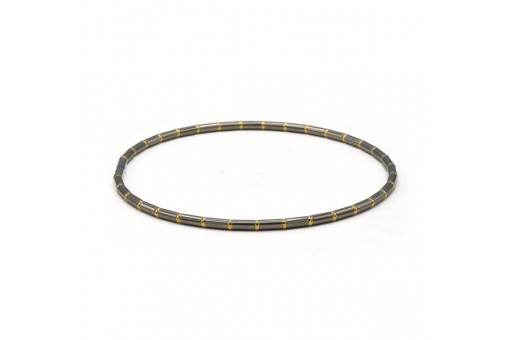 Collier Halskette aus Stahl und 18 karätigem 750er Gelbgold Magnetverschluß 