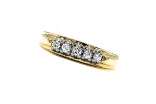 Ring mit 5 Brillanten Diamanten 0,25 ct. aus 14 Kt. 585 er Gold 54 top!