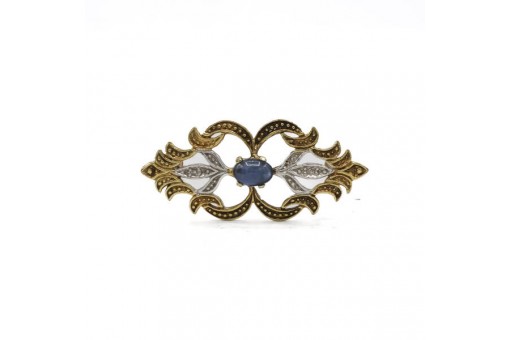 Brosche Nadel mit Safir Saphir in 8 Kt. 333 Gold brooch