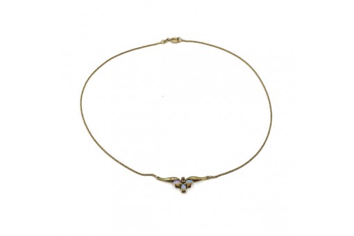 Collier Kette mit Opalen und Diamanten in 14 Kt. 585 Gold 42,5 cm