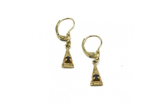 1 Paar Ohrringe Ohrhänger mit Safiren in 8 Kt. 333 Gold earrings
