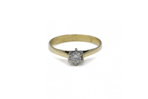 Ring mit Brillantsolitär Diamant 0,20 ct. in 14 Kt. 585 Gold Gr. 55