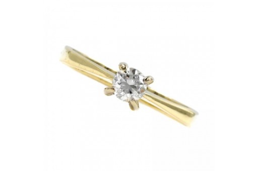 Ring mit Brillant Diamant Solitär 0,27 ct. in 14 Kt. 585 er Gold Grösse 53 top