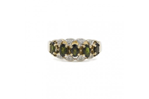 Ring mit 5 Turmalinen und 8 Diamanten 0,04 ct. in 8 Kt. 333 Gold Gr. 58