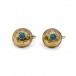 1 Paar Biedermeier Ohrringe mit Türkisen antik Bügel 585 & Schaumgold