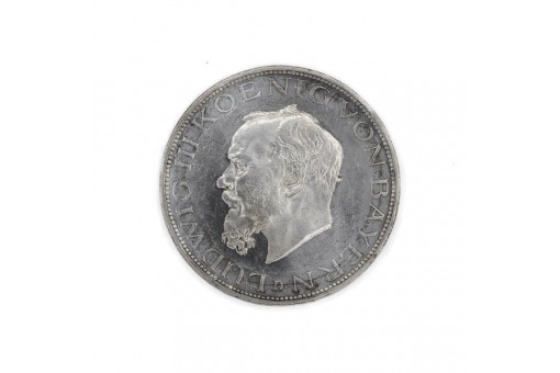Silbermünze 5 Mark Kaiserreich Ludwig III. König von Bayern 1914 D Jäger 53