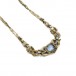 Collier Kette mit Blautopas Perlen und Diamanten antik in 14 Kt. 585 Gold 42 cm