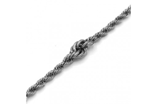 Kordelkette Hals Kette mit 10 Zierdeknoten in 925er Silber Sterling Länge: 84 cm