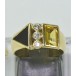Ring mit Zitrin Brillanten Diamanten Onyx aus in 750 er 18 kt Gold 46 Edel
