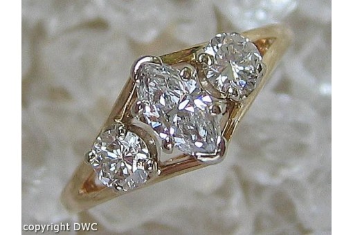 Ring mit Diamanten Brillanten in 14 Kt 585 er Gold Grösse 57 Ringe RAR!