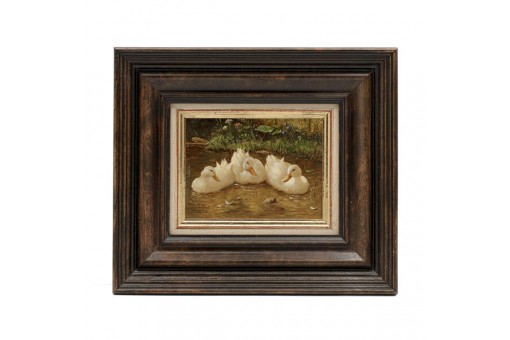 Kleines Ölbild 3 Enten im Teich von Erwin Osterlehner