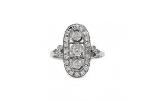 Ring Art Déco mit Brillanten Diamanten 1,16 ct. in 18 Kt. 750 Gold Gr. 61