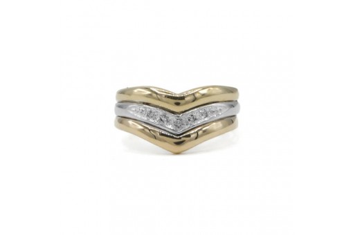 Ring mit 5 Diamanten in 14 Kt. 585 Gold bicolor Gr. 59