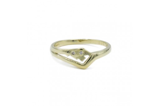 Ring mit 2 Diamanten diamonds 0,02 ct. in 14 Kt. 585 Gold Gr. 57