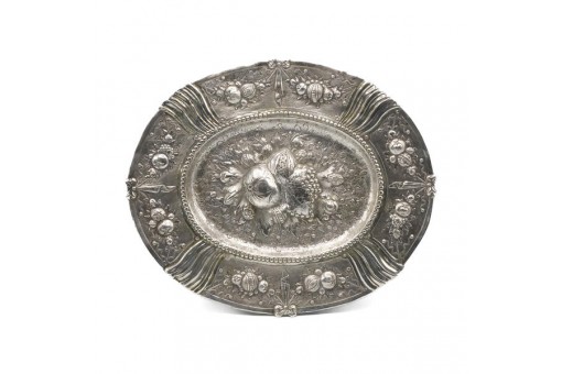 Früchteschale Anbietschale Zierteller Frankreich um 1700 in Silber antik