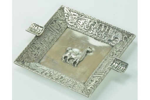 Aschenbecher Peru silver Ashtray aus 925 Silber Lama Kamel Sterling