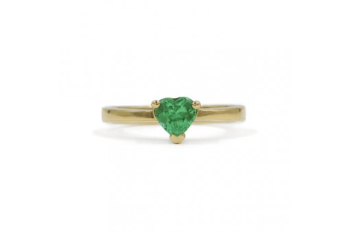 Ring mit kolumbianischem Smaragd Herz Emerald 0,93 ct. in 18 Kt. 750 Gold Gr. 56