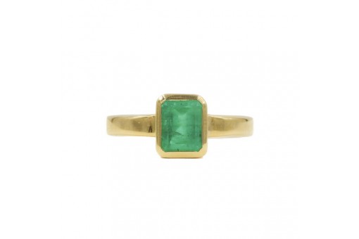 Ring mit kolumbianischem Smaragd Emerald 1,57 ct. in 18 Kt. 750 Gold Gr. 57