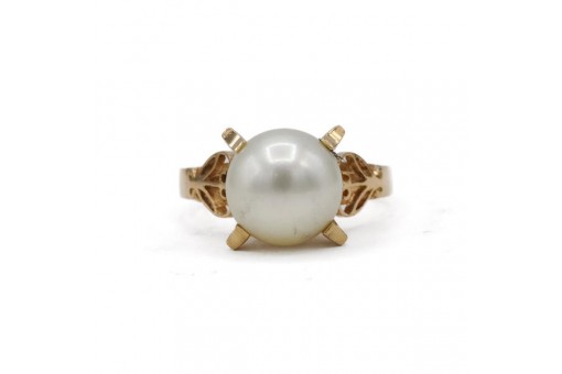 Ring mit Perle pearlring in 18 Kt. 750 Gelbgold Gr. 52