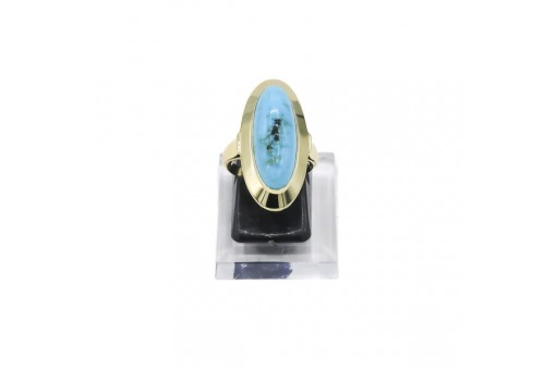 Ring mit Türkisstein turquoise in 14 Kt. 585 Gold Gr. 53