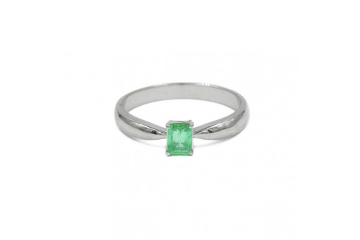 Ring mit kolumbianischem Smaragd Emerald 0,26 ct. in 18 Kt. 750 Gold Gr. 55