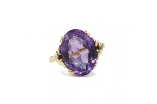 Ring mit Amethyst in 585 14kt Gold Antik Vintage Damen Ringe GR: 58