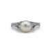 Ring mit Perle und 4 Diamanten 0,06 ct. in 14 Kt. 585 Gold Gr. 56