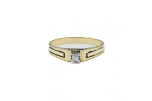 Ring mit Brillantsolitär Diamant 0,06 ct. in 14 Kt. 585 Gold Gr. 59