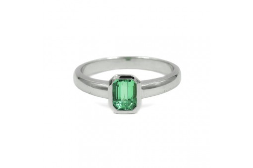 Ring mit kolumbianischem Smaragd Emerald 0,68 ct. in 18 Kt. 750 Gold Gr. 56