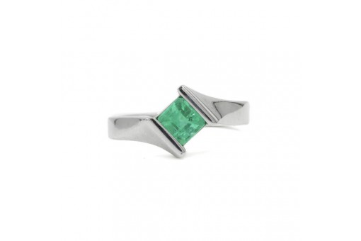 Ring mit kolumbianischem Smaragd Emerald 1,0 ct. in 18 Kt. 750 Gold Gr. 57