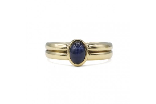 Ring mit Safir Cabochon QUINN in 14 Kt. 585 Gold Gr. 53