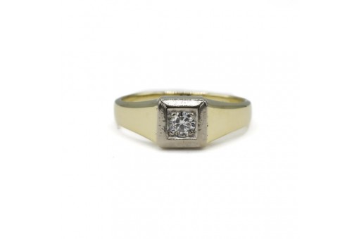 Ring mit Brillantsolitär 0,18 ct. Diamant in 14 Kt. 585 Gold Gr. 56