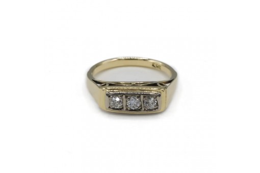 Ring mit 3 Diamanten 0,35 ct. in 14 Kt. 585 Gelbgold Gr. 56
