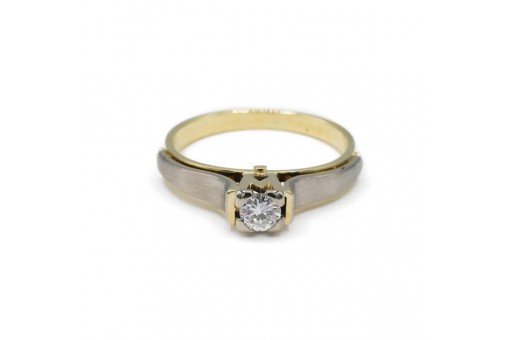 Ring mit Brillantsolitär 0,25 ct. Diamant in 14 Kt. 585 Gold Gr. 55