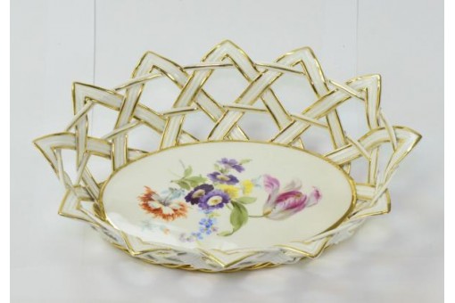 Anbieter Korb Schale Früchte original Meissen Porzellan 1880 Blume Durchbruch .