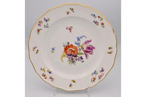 Speiseteller original Meissen Porzellan Streublümchen und Insekten Knaufzeit