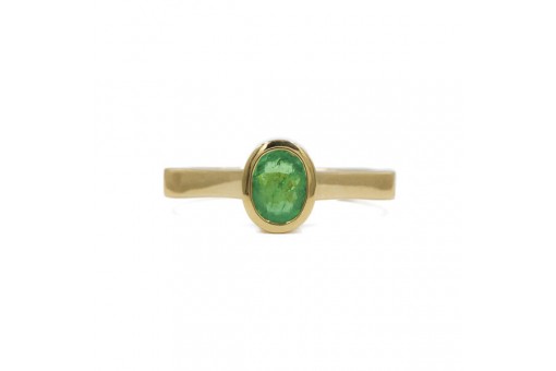 Ring mit kolumbianischem Smaragd Emerald 0,62 ct. in 18 Kt. 750 Gold Gr. 57