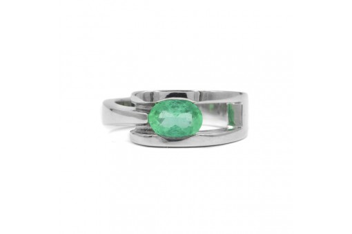 Ring mit kolumbianischem Smaragd Emerald 1,04 ct. in 18 Kt. 750 Gold Gr. 58,5