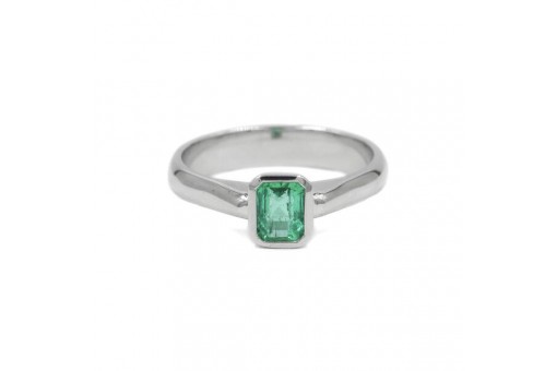 Ring mit kolumbianischem Smaragd Emerald 0,59 ct. in 18 Kt. 750 Gold Gr. 57