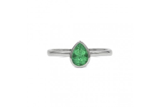 Ring mit kolumbianischem Smaragd Emerald 0,96 ct. in 18 Kt. 750 Gold Gr. 58,5