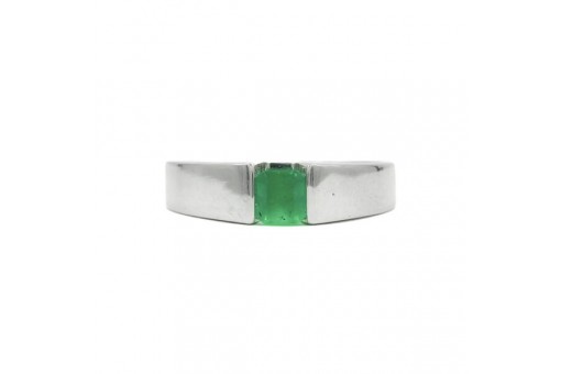 Ring mit kolumbianischem Smaragd Emerald 0,45 ct. in 18 Kt. 750 Gold Gr. 55