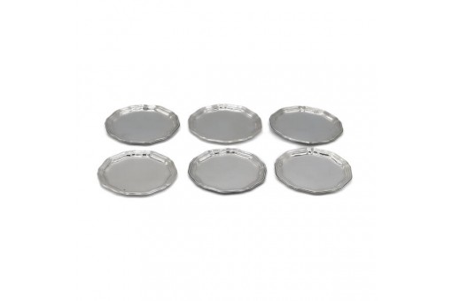 6 Glasuntersetzer Schälchen in 925 Sterlingsilber coasters silver