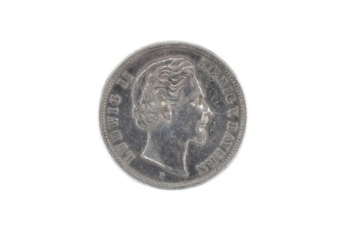 Silbermünze 5 Mark Kaiserreich Ludwig II. König von Bayern 1874 D J 42