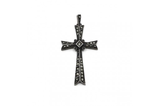 Anhänger Kreuz in 835er Silber Pendant Kruxifix Glauben Antik